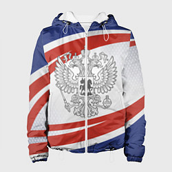 Куртка с капюшоном женская Герб России, цвет: 3D-белый