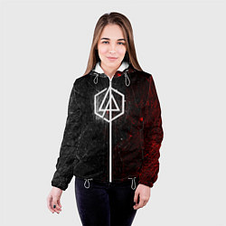 Куртка с капюшоном женская Linkin Park Logo Линкин Парк, цвет: 3D-белый — фото 2