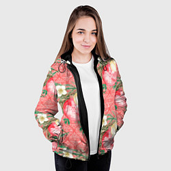 Куртка с капюшоном женская Новогодние красные шары, цвет: 3D-черный — фото 2