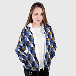 Куртка с капюшоном женская Ёлочки - Снежинки, цвет: 3D-белый — фото 2