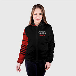 Куртка с капюшоном женская АУДИ ЛОГО AUDI GEOMETRY RED STRIPES LINE, цвет: 3D-черный — фото 2