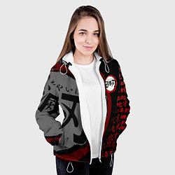 Куртка с капюшоном женская КЛИНОК РАССЕКАЮЩИЙ ДЕМОНОВ ИЕРОГЛИФЫ ЛОГО, цвет: 3D-белый — фото 2