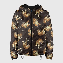 Куртка с капюшоном женская Паттерн Японский тигр, цвет: 3D-черный