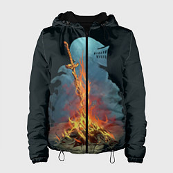 Куртка с капюшоном женская Witcher 3 костер, цвет: 3D-черный