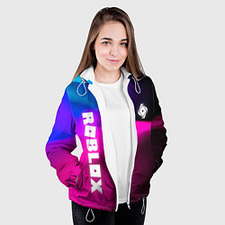 Куртка с капюшоном женская Роблокс лого х эмблема, цвет: 3D-белый — фото 2