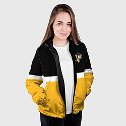 Куртка с капюшоном женская Питтсбург Пингвинз НХЛ, цвет: 3D-черный — фото 2