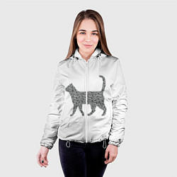 Куртка с капюшоном женская QR - кот, цвет: 3D-белый — фото 2