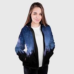 Куртка с капюшоном женская НОЧНОЙ ЛЕС И ЗВЕЗДЫ, цвет: 3D-черный — фото 2