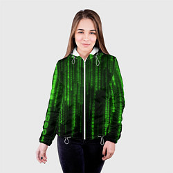 Куртка с капюшоном женская Матрица двоичный код, цвет: 3D-белый — фото 2