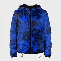 Куртка с капюшоном женская SONIC BLUE PATTERN СИНИЙ ЁЖ, цвет: 3D-черный