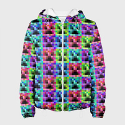 Куртка с капюшоном женская МАЙНКРАФТ MINECRAFT ЦВЕТНЫЕ КРИПЕРЫ, цвет: 3D-белый
