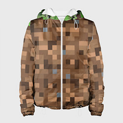 Куртка с капюшоном женская ЗЕМЛЯ DIRT MINECRAFT, цвет: 3D-белый