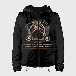 Куртка с капюшоном женская Собака Мопс, цвет: 3D-черный