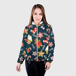 Куртка с капюшоном женская Merry Christmas!!!, цвет: 3D-белый — фото 2