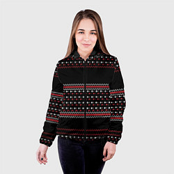 Куртка с капюшоном женская НОВОГОДНИЙ ПАТТЕРН SWEATER, цвет: 3D-черный — фото 2