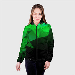 Куртка с капюшоном женская Изумрудный Зеленый Геометрия, цвет: 3D-черный — фото 2