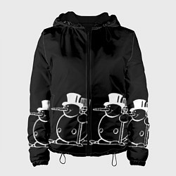 Куртка с капюшоном женская Снеговик на черном фоне, цвет: 3D-черный