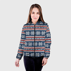 Куртка с капюшоном женская Knitted Christmas Pattern, цвет: 3D-черный — фото 2