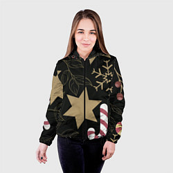 Куртка с капюшоном женская Новогоднее Настроение Звезды, цвет: 3D-черный — фото 2
