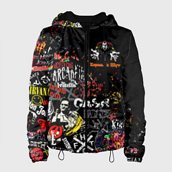 Куртка с капюшоном женская КОРОЛЬ И ШУТ ЛОГО РОК ГРУПП, цвет: 3D-черный