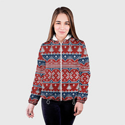 Куртка с капюшоном женская New Year Pattern, цвет: 3D-белый — фото 2