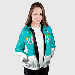 Куртка с капюшоном женская Надпись 2022 Новый год, цвет: 3D-черный — фото 2