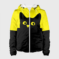 Куртка с капюшоном женская Котик голова кота, цвет: 3D-белый