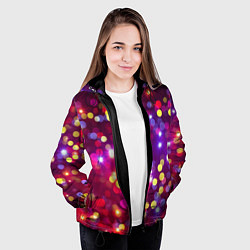 Куртка с капюшоном женская ПРАЗДНИЧНЫЕ ОГОНЬКИ НОВЫЙ ГОД 2022, цвет: 3D-черный — фото 2