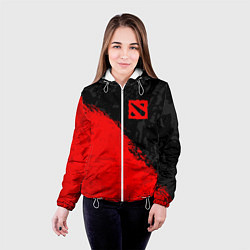 Куртка с капюшоном женская DOTA 2 RED LOGO, БРЫЗГИ КРАСОК, цвет: 3D-белый — фото 2