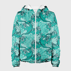 Куртка с капюшоном женская Китайские дракончики, цвет: 3D-белый