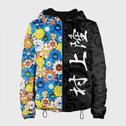 Куртка с капюшоном женская Такаси Мураками Иероглифами, цвет: 3D-черный