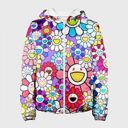 Куртка с капюшоном женская Цветы Takashi Murakami, цвет: 3D-белый