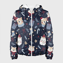 Куртка с капюшоном женская Забавный Новый Год 2022, цвет: 3D-белый