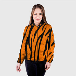 Куртка с капюшоном женская Текстура тиграtiger, цвет: 3D-черный — фото 2