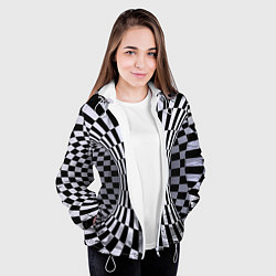 Куртка с капюшоном женская Оптическая Иллюзия, черно белая, цвет: 3D-белый — фото 2