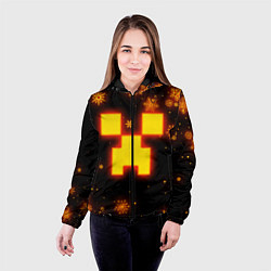 Куртка с капюшоном женская НОВОГОДНИЙ ОГНЕННЫЙ КРИПЕР CREEPER FIRE, цвет: 3D-черный — фото 2