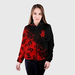 Куртка с капюшоном женская Death Stranding Отпечаток рук паттерн, цвет: 3D-черный — фото 2