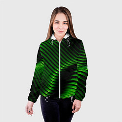 Куртка с капюшоном женская Волны изумрудного металла, цвет: 3D-белый — фото 2