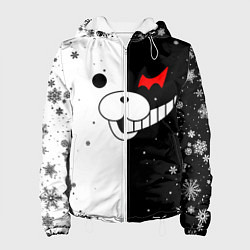 Куртка с капюшоном женская НОВОГОДНИЙ МОНОКУМА ЧЁРНО БЕЛЫЙ НОВЫЙ ГОД 2022, цвет: 3D-белый