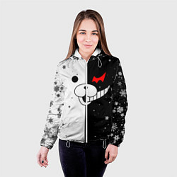 Куртка с капюшоном женская НОВОГОДНИЙ МОНОКУМА ЧЁРНО БЕЛЫЙ НОВЫЙ ГОД 2022, цвет: 3D-белый — фото 2