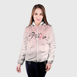Куртка с капюшоном женская Stray kids лого, K-pop ромбики, цвет: 3D-белый — фото 2