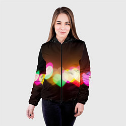 Куртка с капюшоном женская Горящие сердца всех цветов радуги, цвет: 3D-черный — фото 2