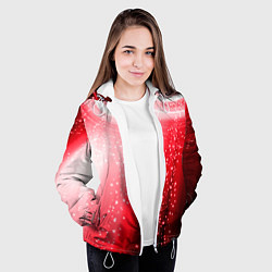 Куртка с капюшоном женская Красная космическая спираль, цвет: 3D-белый — фото 2