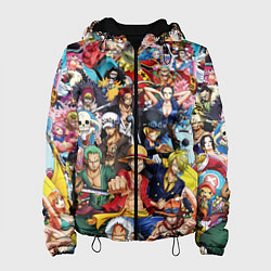 Куртка с капюшоном женская ВСЕ ГЕРОИ АНИМЕ ВАН ПИС ALL HEROES ONE PIECE, цвет: 3D-черный