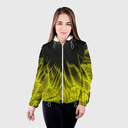 Куртка с капюшоном женская Коллекция Rays Лучи Желтый и черный Абстракция 662, цвет: 3D-белый — фото 2