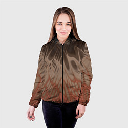 Куртка с капюшоном женская Коллекция Rays Лучи Коричневый Абстракция 662-27-w, цвет: 3D-черный — фото 2