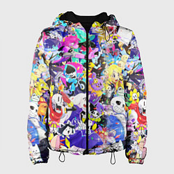 Куртка с капюшоном женская UNDERTALE PATTERN HEROES, ВСЕ ГЕРОИ ИГРЫ, цвет: 3D-черный