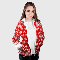 Куртка с капюшоном женская НОВОГОДНИЕ СТИХИИ ГЕНШИН ИМПАКТ, НОВЫЙ ГОД, цвет: 3D-белый — фото 2