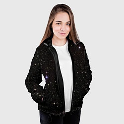 Куртка с капюшоном женская Ночное звездное небо, цвет: 3D-черный — фото 2