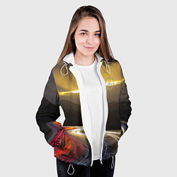 Куртка с капюшоном женская Ночная трасса, Мерседес, цвет: 3D-белый — фото 2